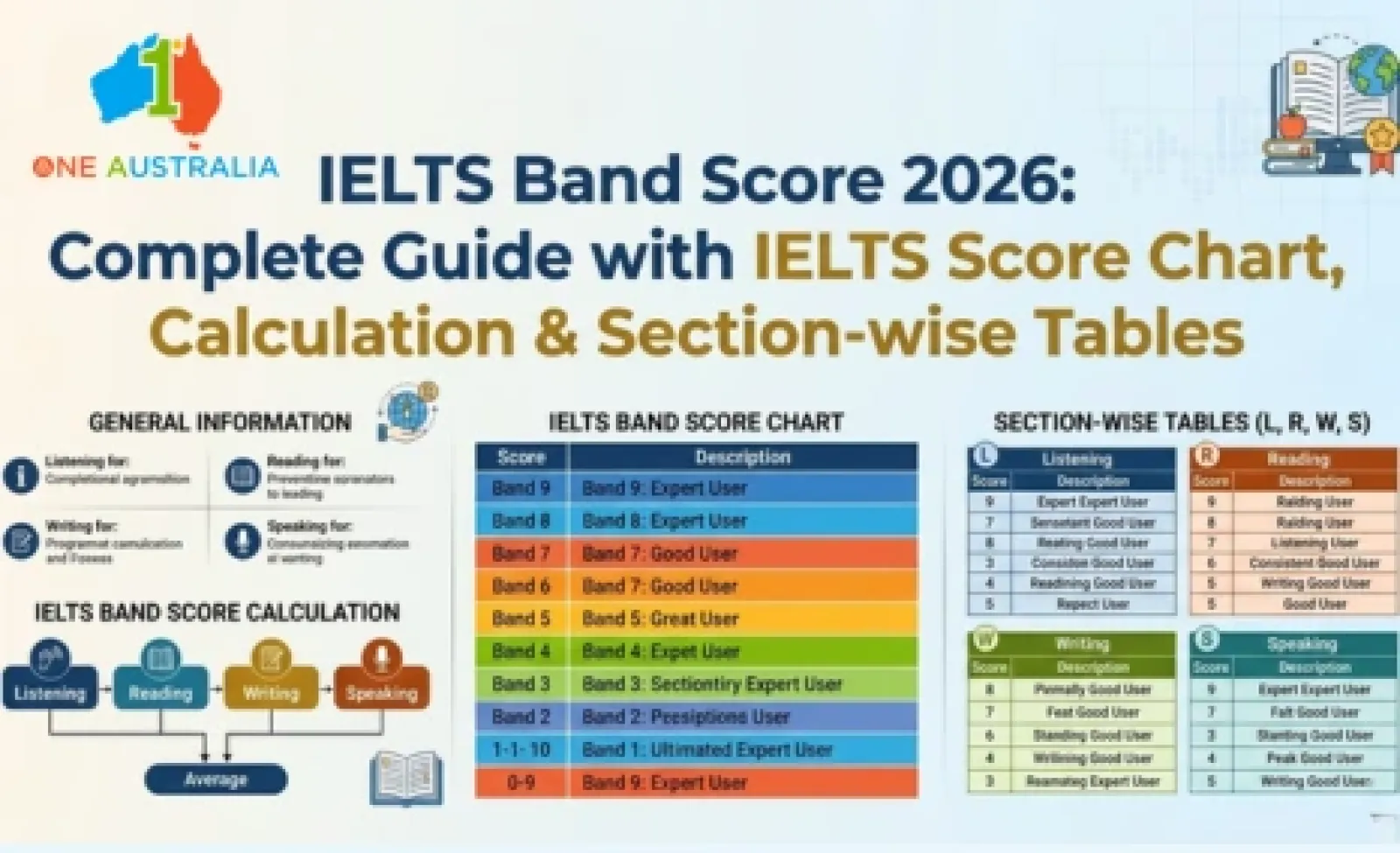 IELTS Band Score 2026: Complete Guide with IELTS Score Chart, Calculation & Section-wise Tables
