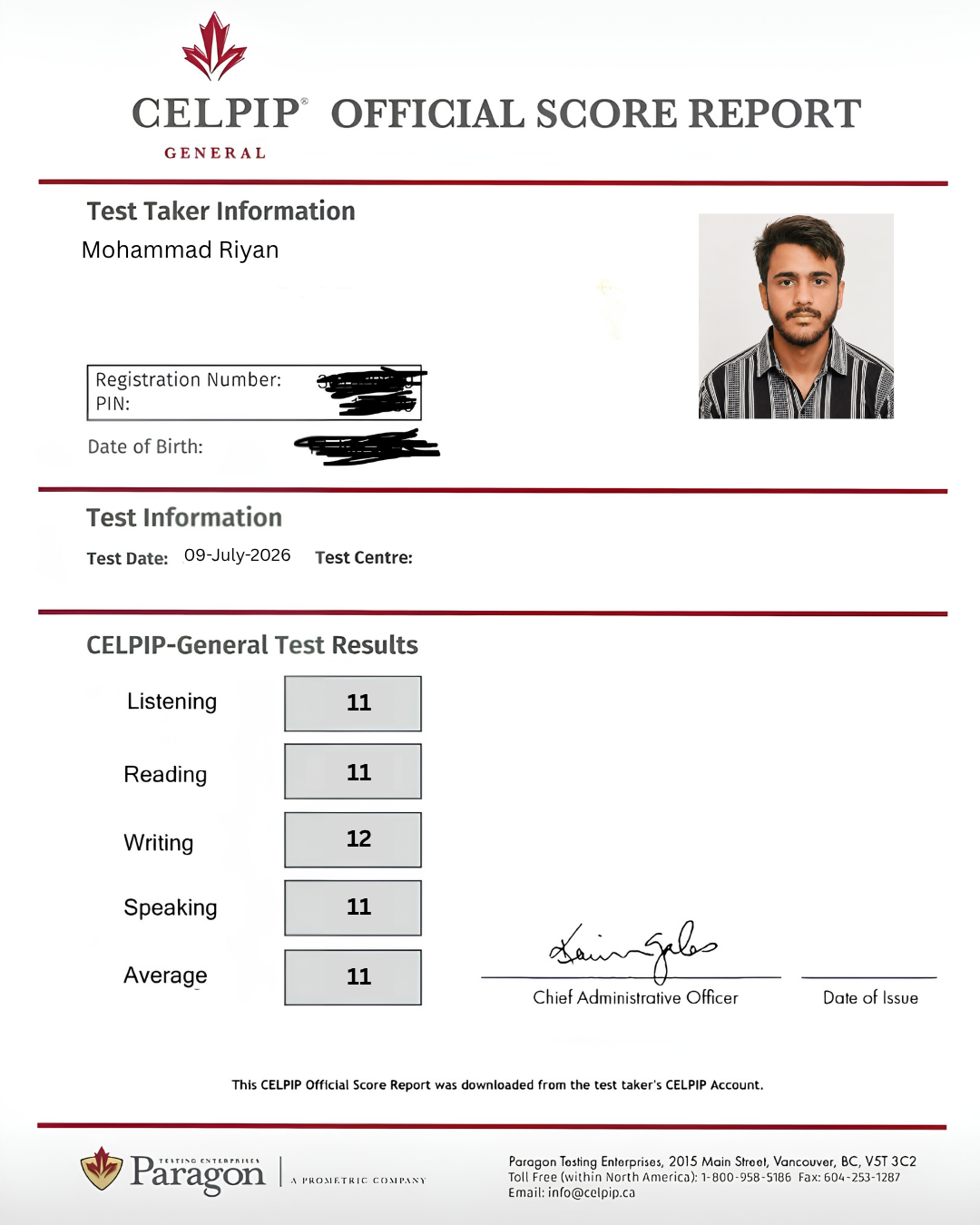 CELPIP result