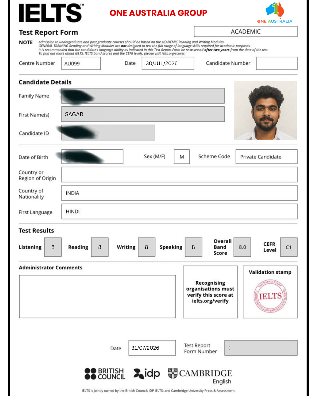IELTS result