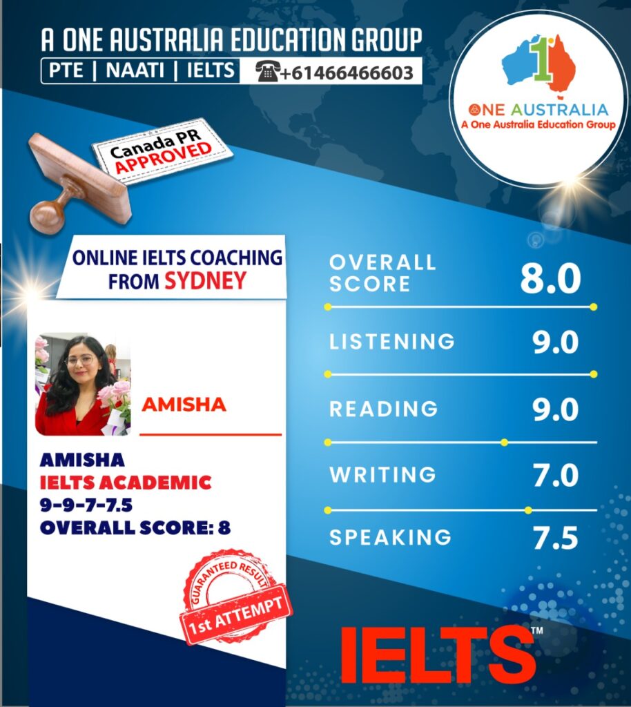 IELTS scorecard: Amisha achieves overall band score 8.0.