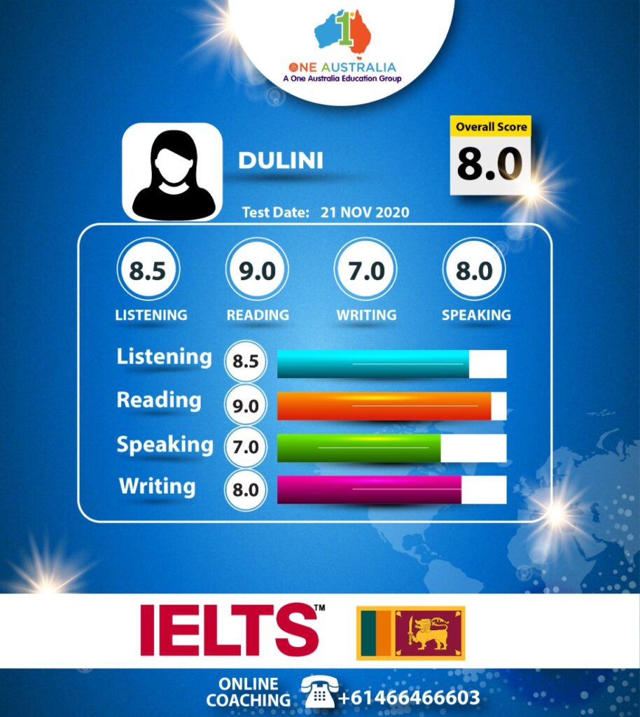 IELTS scorecard: Dulini achieves overall band score 8.0