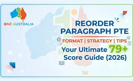 Reorder Paragraph PTE task showing jumbled sentences arranged into a logical paragraph.